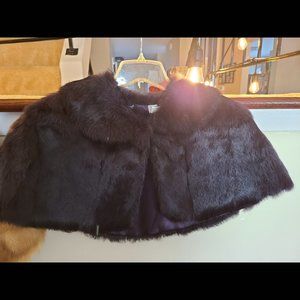 Genuine rabbit fur cape. Vintage. Chocolate brown
